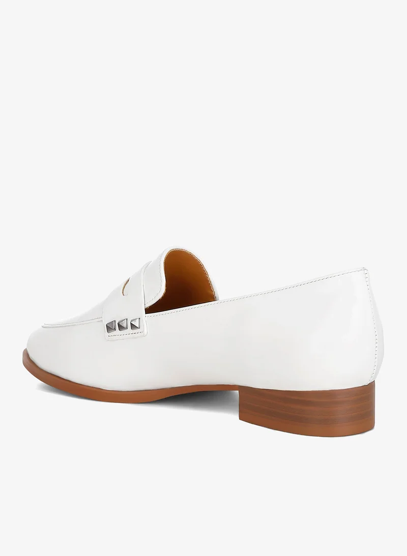 London Rag Patent Pleather Penny Loafers in Off White