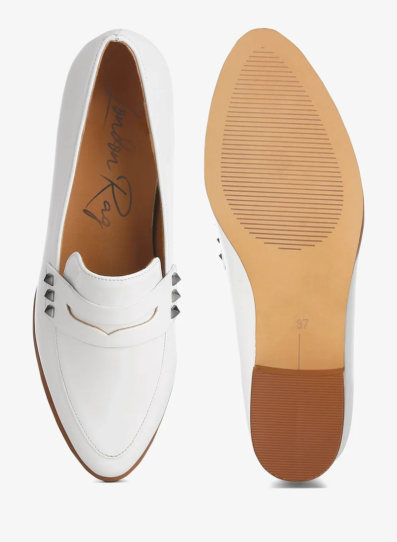 London Rag Patent Pleather Penny Loafers in Off White