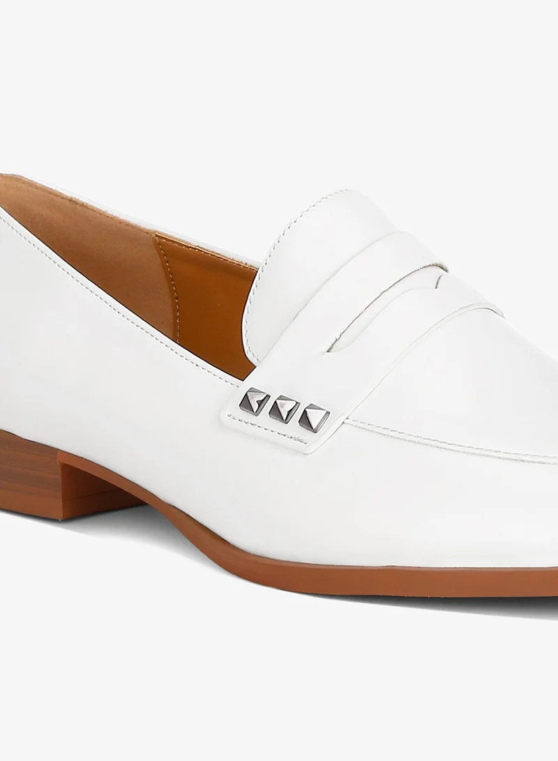 London Rag Patent Pleather Penny Loafers in Off White