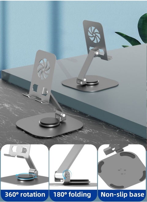 360 ° rotatable desktop phone holder, foldable and adjustable aluminum metal phone holder, compatible with iPhone 14/14 Plus/14 Pro/14 and other handheld tablets