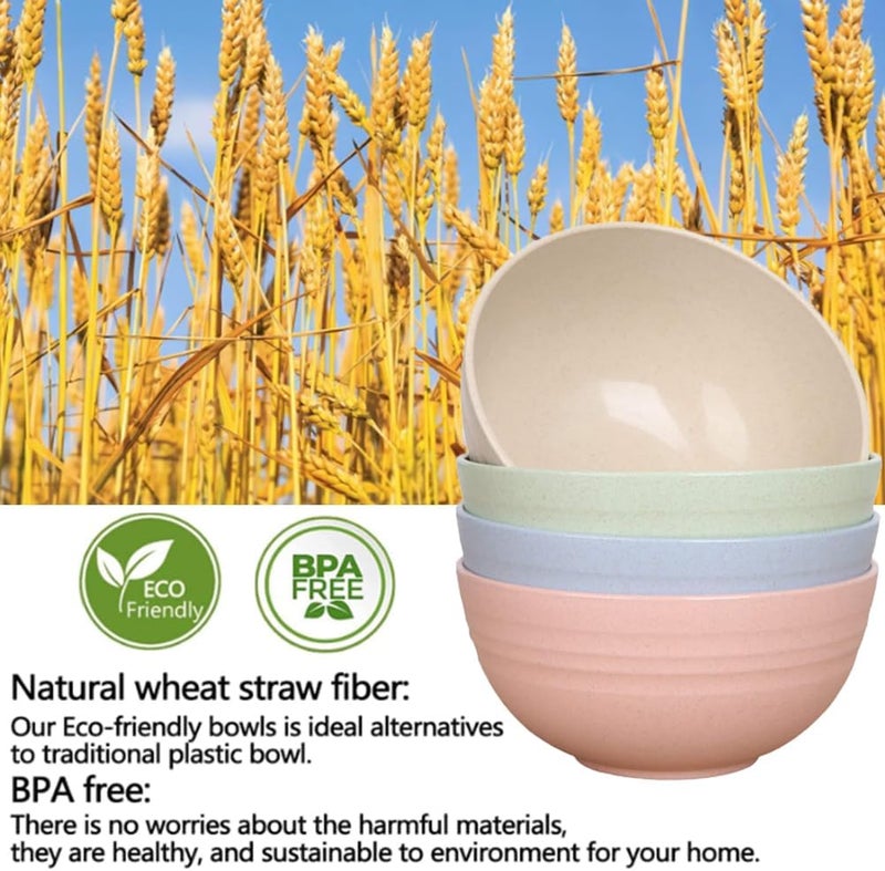 Lchkrep Unbreakable Cereal Bowls 24 oz Reusable Wheat Straw Bowl Pack of 4  Dishwasher and Microwave Safe BPAFree for Snacks Dining Camping RV Dorm - Image 5