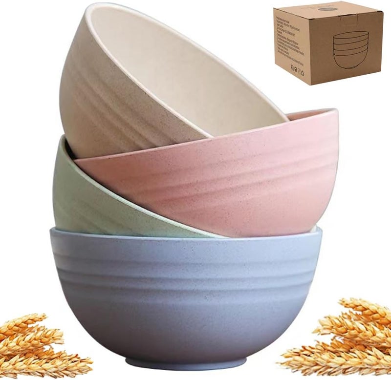 Lchkrep Unbreakable Cereal Bowls 24 oz Reusable Wheat Straw Bowl Pack of 4  Dishwasher and Microwave Safe BPAFree for Snacks Dining Camping RV Dorm - Image 1