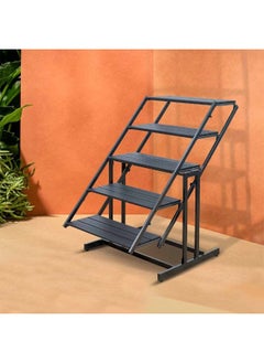 DANUBE HOME Darren Convertible Table All Weather Steel Patio Modern Outdoor Furniture For Garden-Black  - Image 1