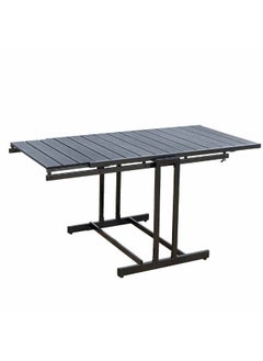 DANUBE HOME Darren Convertible Table All Weather Steel Patio Modern Outdoor Furniture For Garden-Black  - Image 4