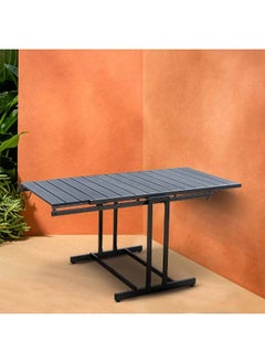 DANUBE HOME Darren Convertible Table All Weather Steel Patio Modern Outdoor Furniture For Garden-Black  - Image 2