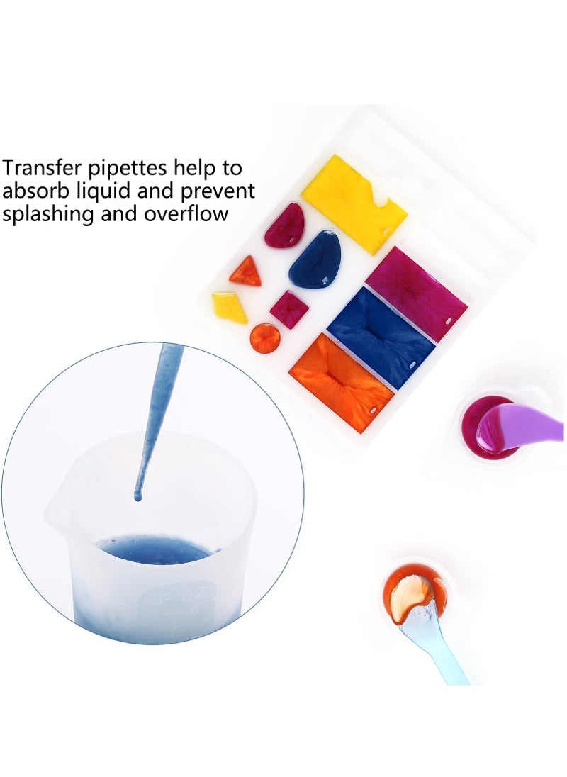 KASTWAVE - Silicone Measuring Cups, 250 and 100 ml Resin Mixing Cups Stirring Sticks Pipettes for Epoxy Mixing, Molds, Jewelry Making, Waxing, DIY Crafting Tools with Easy to Clean Finger Grips - Image 1