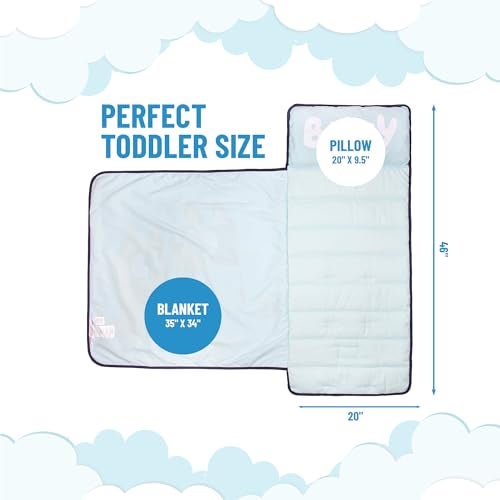 Jay Franco Kids Nap Mat with Embedded Pillow & Blanket – Soft 46"x20" Microfiber Sleeping Bag with Name Tag & Handle for School, Travel, Sleepover, Blue - Bluey - Image 2