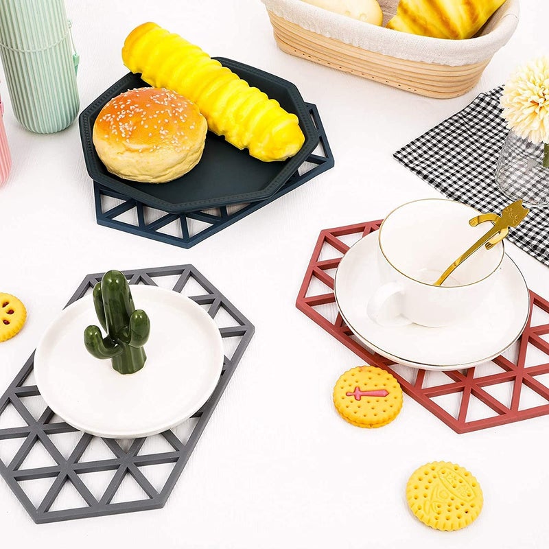 DHRUSIMI Silicone Trivet Mat for Hot Pans and Pots Counter Mat Heat Resistant Table Drying Mat for Kitchen Cooking Counter Plates to Protect Table and Restaurant Mix Color - Image 3