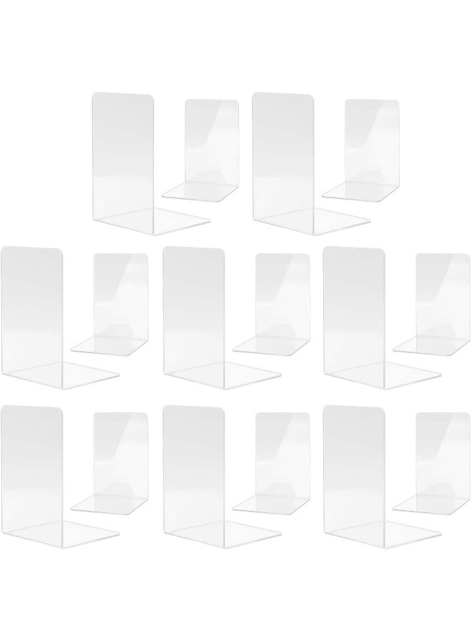 TPGP 8 Pairs Clear Acrylic Bookends, Plastic Acrylic Book Ends for Shelves, Non-Slip Desktop Organizer Transparent Book Holder Bookracks for Office School Library  - Image 1