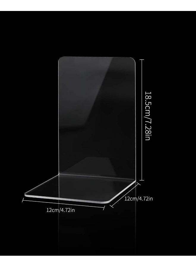 TPGP 8 Pairs Clear Acrylic Bookends, Plastic Acrylic Book Ends for Shelves, Non-Slip Desktop Organizer Transparent Book Holder Bookracks for Office School Library  - Image 2