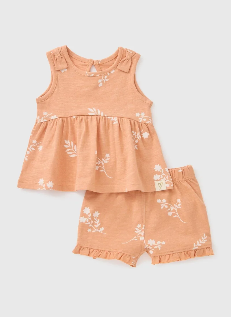Matalan Baby Orange Floral Top & Shorts Set