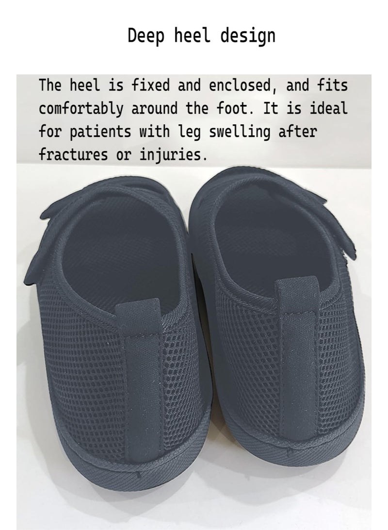 ايكانبو أحذية لمرضى السكري، صنادل مفتوحة الأصابع بعرض إضافي، نعال قابلة للتعديل لعلاج التهاب المفاصل والوذمة لكبار السن (رمادي) - Image 4