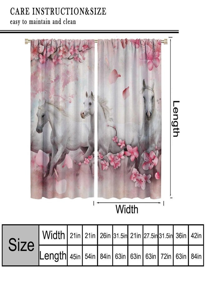 Yearn Jear ستائر نوافذ بتصميم حصان من Yearn Jear، ستائر بتصميم خيول برية غربية تحت ستائر بلون الكرز لغرفة المعيشة، ستائر ريفية بنمط حيوانات المزرعة مع زهور وردية، طقم من قطعتين، مقاس 42 × 45 بوصة - Image 3