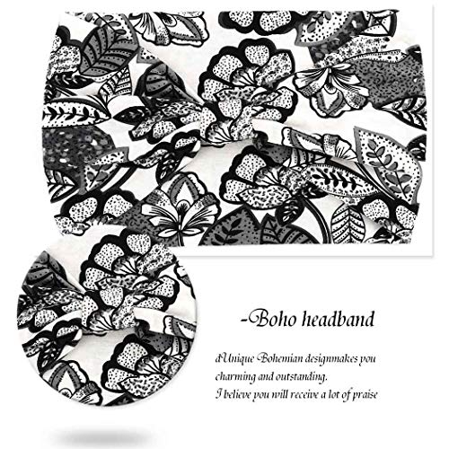 Bohend Boho Headbands for Women, Classic African Print, 3 Pack, Yoga Sports Hair Accessories, Navy Blue, Black, Burgundy - Image 3