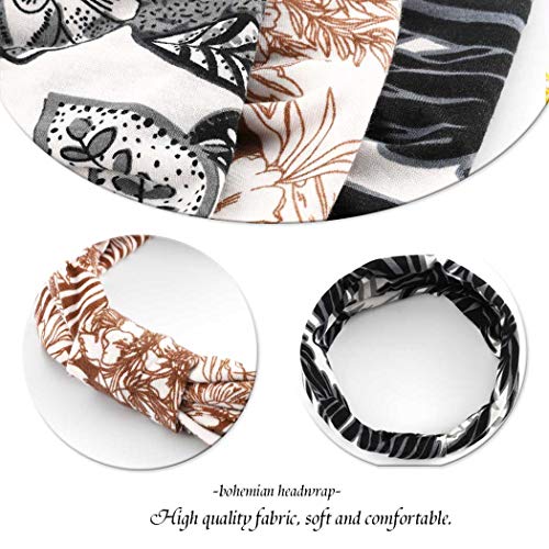 Bohend Boho Headbands for Women, Classic African Print, 3 Pack, Yoga Sports Hair Accessories, Navy Blue, Black, Burgundy - Image 2