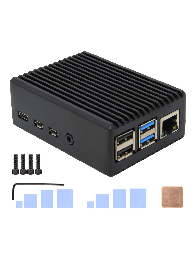 Geekworm Geekworm for Raspberry Pi 4 Aluminum Case, Heavy Duty Passive Cooling Metal Case/Housing with Heatsink Pillar Compatible with Raspberry Pi 4 Model B Only-Black (P173)  - Image 1