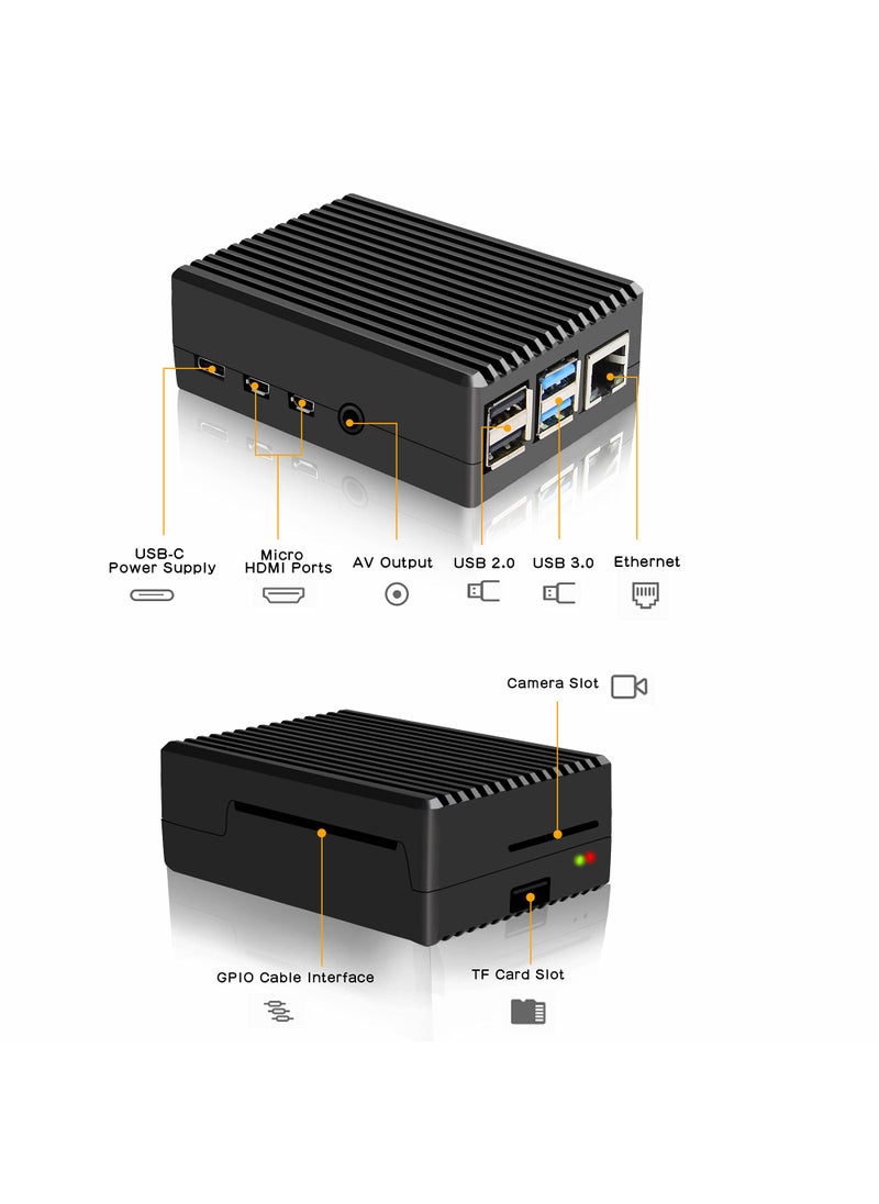 Geekworm Geekworm for Raspberry Pi 4 Aluminum Case, Heavy Duty Passive Cooling Metal Case/Housing with Heatsink Pillar Compatible with Raspberry Pi 4 Model B Only-Black (P173)  - Image 4