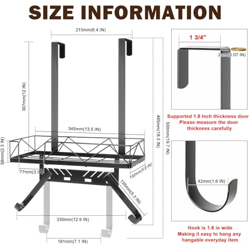 Siyzda Ironing Board Hanger, Metal Over The Door or Wall Mounted Ironing Board Caddy, Ironing Board Storage Shelf with Adjustable Hooks for Laundry Room, Living Room, Bathroom (Matte Black) - Image 5