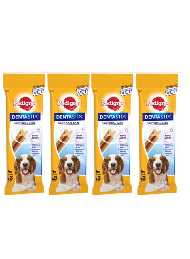 Pedigree Dentastix Medium Breed Dental Dog Chews - 3PCS PACK OF 4