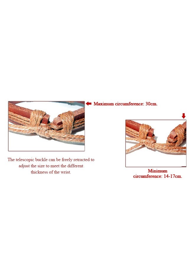 Beyond Beaded Musical Notes Leather Bracelet, Genuine Mens Stainless Steels Bracelet (Brown) - Image 2