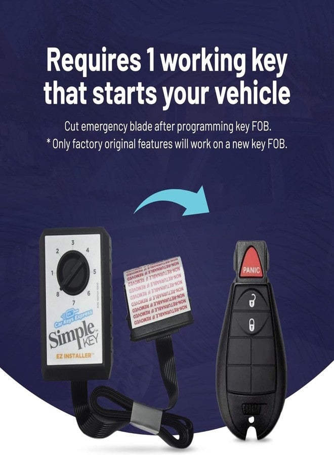 Car Keys Express مفتاح السيارة إكسبريس - جهاز تحكم عن بعد بسيط وبرنامج مفاتيح مع لوحات مفاتيح قابلة للتبديل 3 و 4 أزرار متوافقة مع سيارات مختارة من كرايسلر، دودج، جيب، رام، فولكس فاجن، مجموعة استبدال مفاتيح بسيطة - Image 4