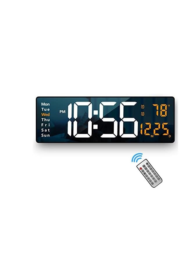 Queens Digital Wall Clock with LED Alarm, Remote Control, and Automatic Brightness Dimmer for Home and Office - Image 1