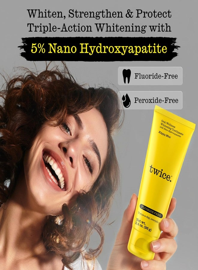 Twice 5% Nano Hydroxyapatite Whitening Toothpaste - Fluoride & Peroxide Free, Vegan, Gentle Triple-Action Clean for Everyday Oral Care - Happy Mint - 3.4oz - Image 2
