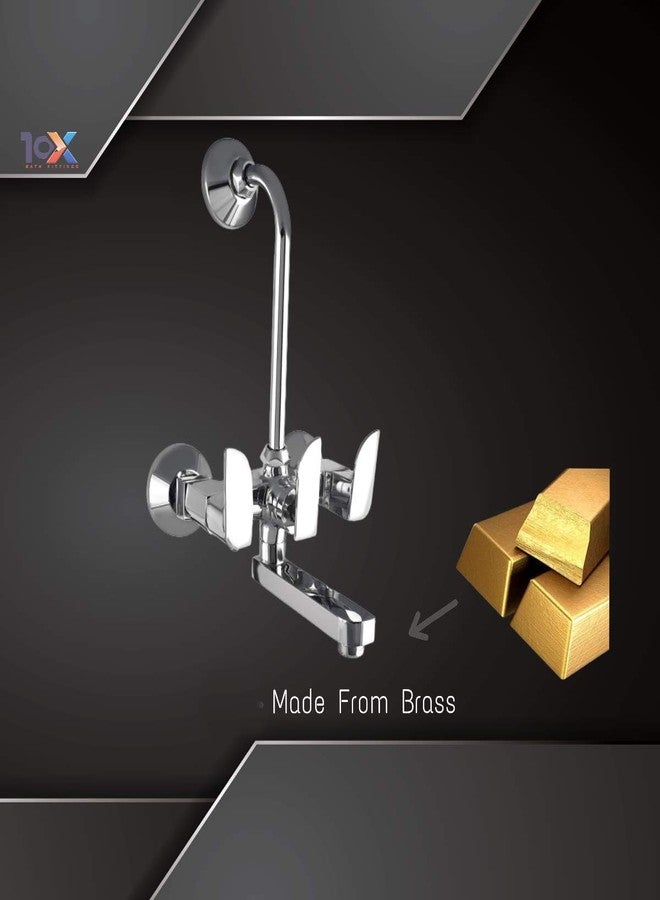 10X Brass Wall Mixer 2 in 1 for Bathroom WM-5013 with Provision for Overhead Shower with Long Bend Pipe Ch - Image 3