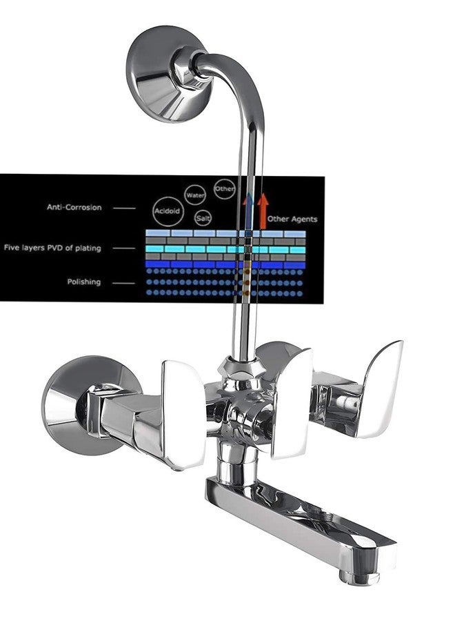 10X Brass Wall Mixer 2 in 1 for Bathroom WM-5013 with Provision for Overhead Shower with Long Bend Pipe Ch - Image 5