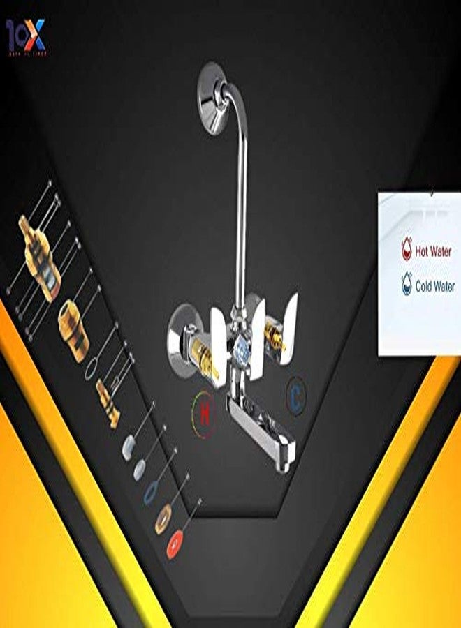 10X Brass Wall Mixer 2 in 1 for Bathroom WM-5013 with Provision for Overhead Shower with Long Bend Pipe Ch - Image 4