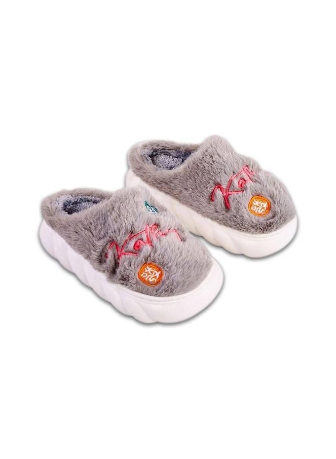 Kathey Kids Fur Slipper With Rubber Sole "Fits One Size Smaller"