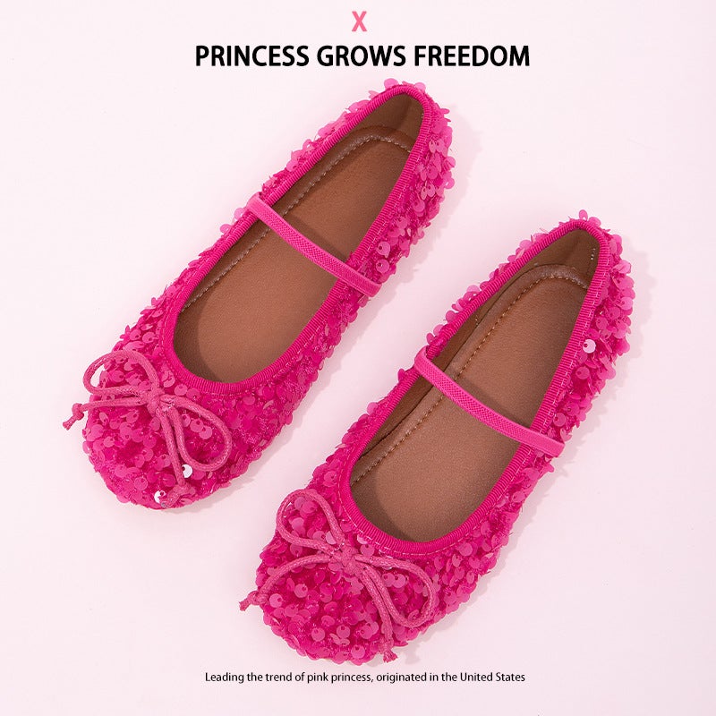 Girls Princess Shoes 2025 Autumn New Trendy Sequined Style Children''s Leather Shoes Little Girls Soft Sole Anti-Slip Shoes - Image 2