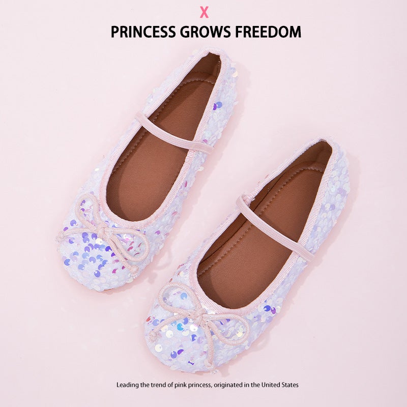 Girls Princess Shoes 2025 Autumn New Trendy Sequined Style Children''s Leather Shoes Little Girls Soft Sole Anti-Slip Shoes - Image 3