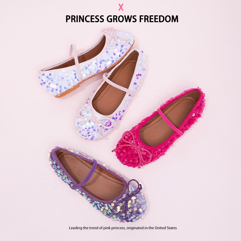 Girls Princess Shoes 2025 Autumn New Trendy Sequined Style Children''s Leather Shoes Little Girls Soft Sole Anti-Slip Shoes - Image 5