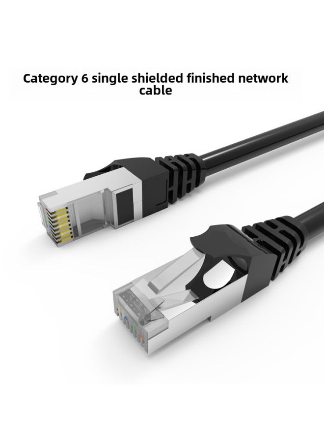 Generic Pure Copper Network Cable Household Super 66 Gigabit Computer 55 Router 10 Broadband Finished High-speed Network 15 Meters-Color:Category 6 Black Single Shielded Gigabit Passed By Fuluke Oxygen-free Copper-Line Length:0.15m  - Image 1