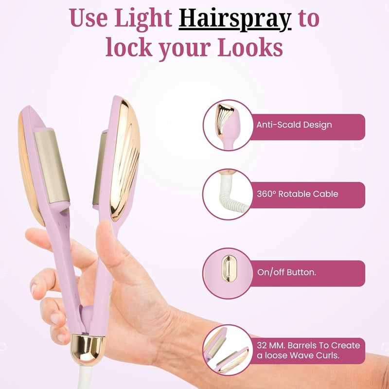 JAYTOP Hair Curler Machine | Automatic Hair Curler For Women with 3 Temperature Settings | Easy Wavy & Curly Hairstyles | Beach Waves Curling Iron | Anti-Scald Design, Quick Curls in 10-15 Min, Tangle-Free, Ceramic Coating, 360° Swivel Cord (Pink) - Image 5