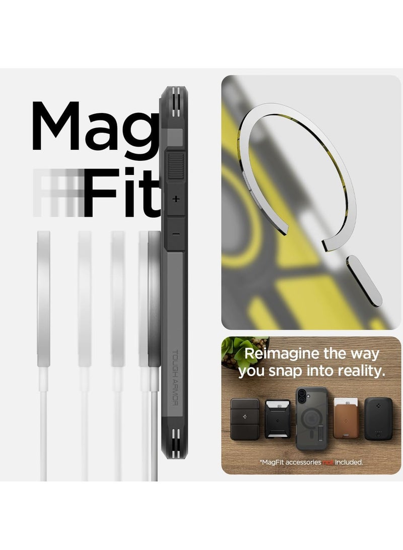 Spigen غطاء حماية Tough Armor MagFit AI لهاتف iPhone 16 مع حامل (2024) - أسود فاتح - Image 3