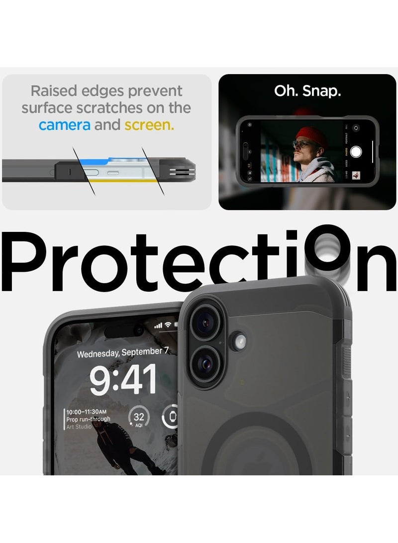 Spigen غطاء حماية Tough Armor MagFit AI لهاتف iPhone 16 مع حامل (2024) - أسود فاتح - Image 5