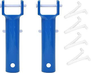 MEETOOT 2pcs Blue Color Vacuum Pool Brush Handle Universal Replacement Parts with V Clips and Pins for Swimming Pool - Image 1