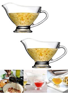 Generic 2pcs Clear Glass Boat Shaped Sauce Dressing Jar for Salad Mixes Cream Sauce Black Pepper 210ml  - Image 1