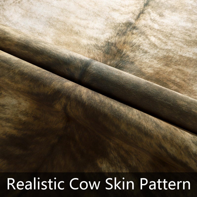 AROGAN Western Decor Faux Fur Cowhide Rug, 4.6 x 5.2 Feet Premium Animal Skin Cow Hide Rug, Sturdy Cow Print Rugs for Wall Decor, Western Floor Carpet for Bedroom Living Room, Brownish - Image 5