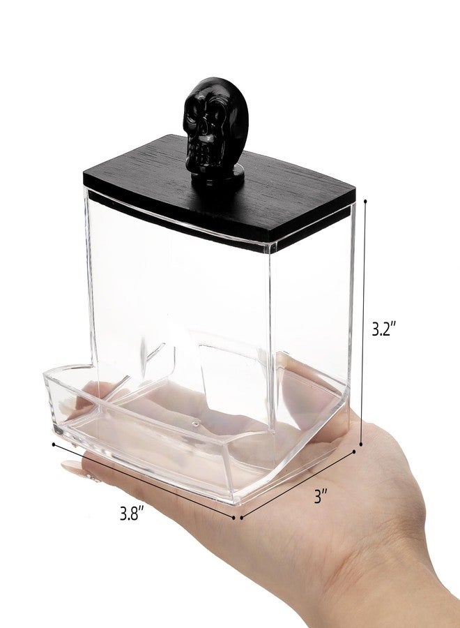 Tbestmax 10oz Qtip Holder Dispenser Big Clear Bathroom Organizer Accessories Decor for Storage-Qtips Cotton Ball Holder, Cotton Swabs, Floss Container - Black Lid - Image 4