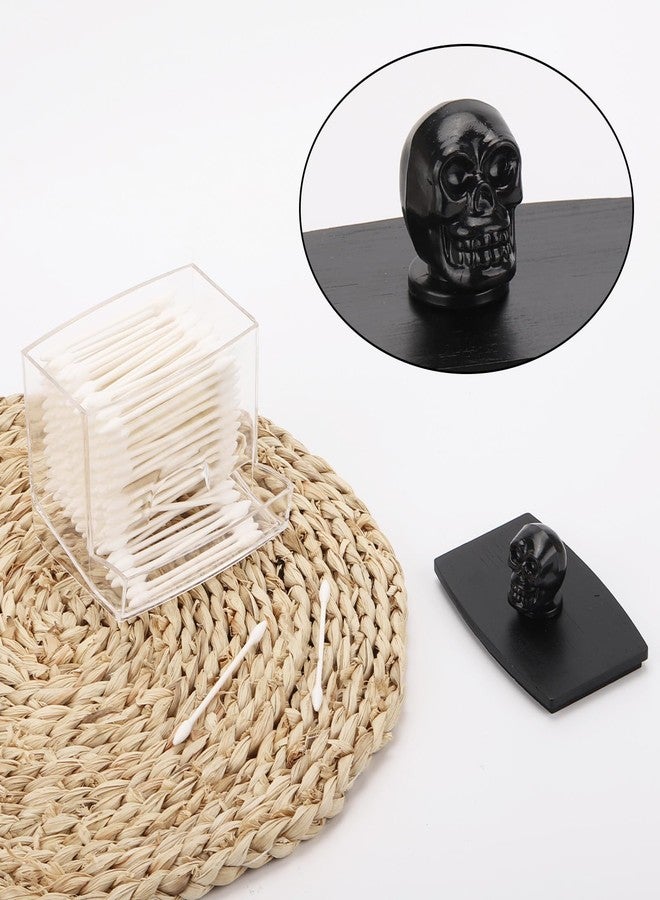 Tbestmax 10oz Qtip Holder Dispenser Big Clear Bathroom Organizer Accessories Decor for Storage-Qtips Cotton Ball Holder, Cotton Swabs, Floss Container - Black Lid - Image 5