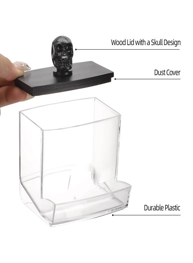Tbestmax 10oz Qtip Holder Dispenser Big Clear Bathroom Organizer Accessories Decor for Storage-Qtips Cotton Ball Holder, Cotton Swabs, Floss Container - Black Lid - Image 3
