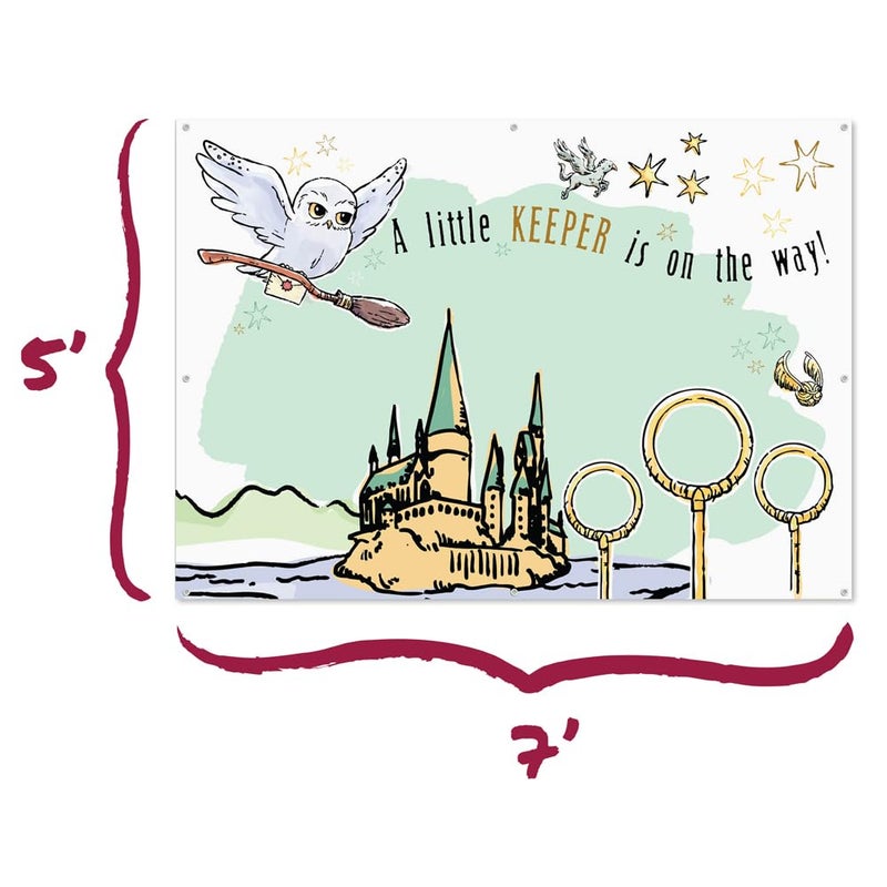 CONQUEST Harry Potter Baby Shower Banner, Large Photo Op Backdrop, Sprinkles, Gender Reveals, Party Supplies, Magical Wall Decorations for Wizarding World Parties, 5ft x 7ft (60'' x 84''), Officially Licensed - Image 5