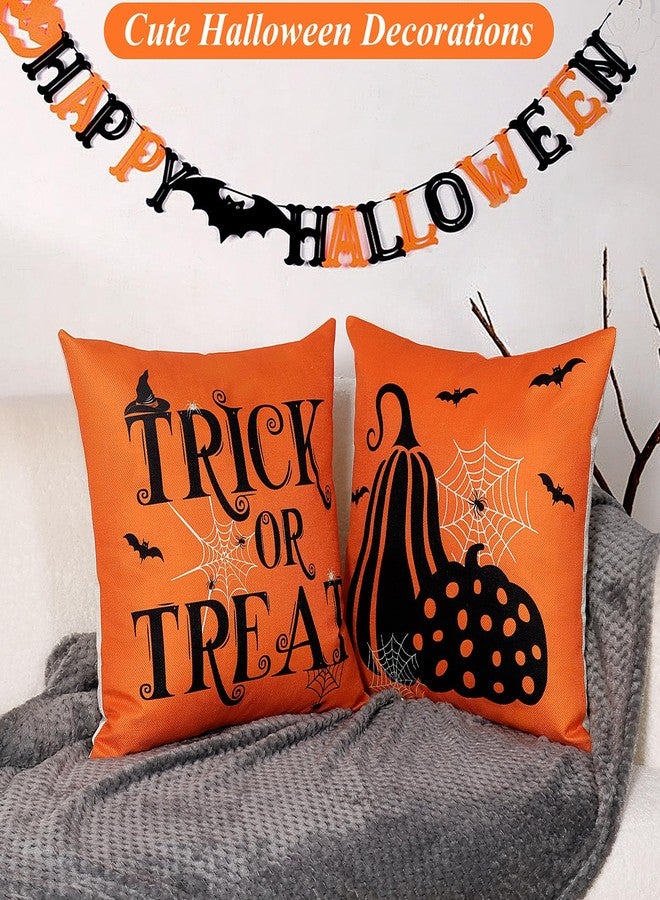 Hongsome Vintage Halloween Decorations-Throw Pillow Covers 18x18in Set of 4,Retro Boo Pillow Case with Pumpkins for Couch Fall Holiday Outdoor Burnt Orange Black Decor - Image 5
