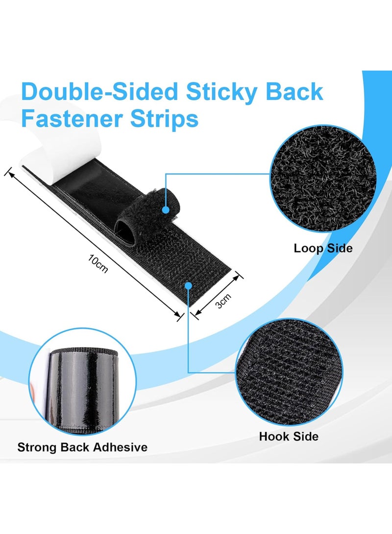 40 Sets 3x10 CM Hook and Loop Strips with Adhesive, Strong Sticky Back, Heavy Duty Fasteners, Double Sided Mounting Tape for Wall Hanging Picture, Home, Office, School, No Holes Needed, Black - Image 3