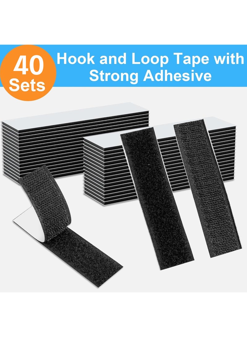 40 Sets 3x10 CM Hook and Loop Strips with Adhesive, Strong Sticky Back, Heavy Duty Fasteners, Double Sided Mounting Tape for Wall Hanging Picture, Home, Office, School, No Holes Needed, Black - Image 2