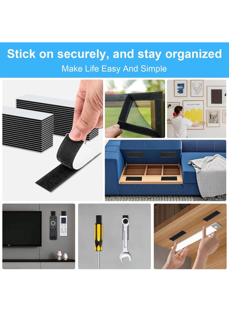 40 Sets 3x10 CM Hook and Loop Strips with Adhesive, Strong Sticky Back, Heavy Duty Fasteners, Double Sided Mounting Tape for Wall Hanging Picture, Home, Office, School, No Holes Needed, Black - Image 5