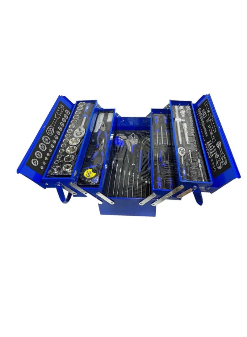 مجموعة أدوات مكونة من 85 قطعة مع مفكات براغي، ومفاتيح ربط، وسقاطة، ومجموعة مقابس، وزردية، وسكين، وشريط قياس - مجموعة إصلاح منزلية محمولة للسيارة، والمكتب، ومشاريع "اصنعها بنفسك" - حافظة صلبة متينة لسهولة التخزين - Image 1